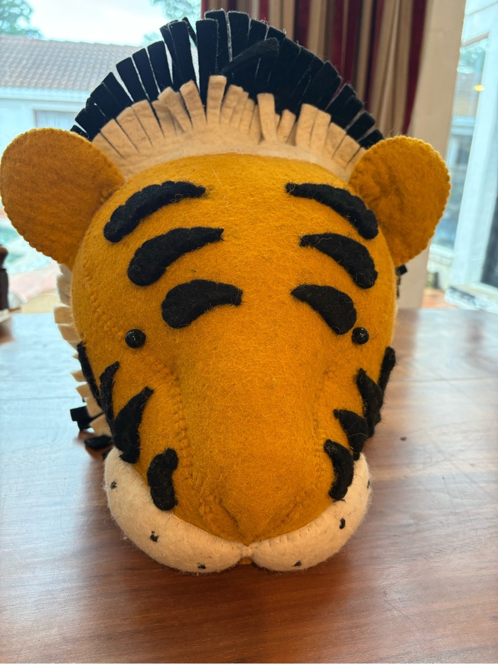 Plush Felt Tiger Head - Mustard Yellow & Black Fiona Walker
